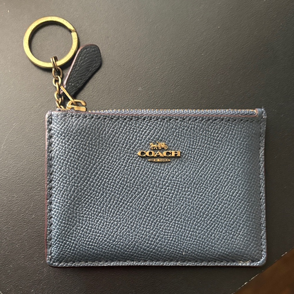 Coach Dark Blue Leather Wallet Pouch